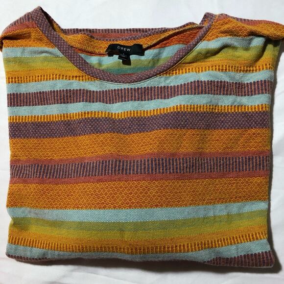 Drew striped boxy oversized dolman short sleeve tunic top womens L orange blue - Picture 11 of 11